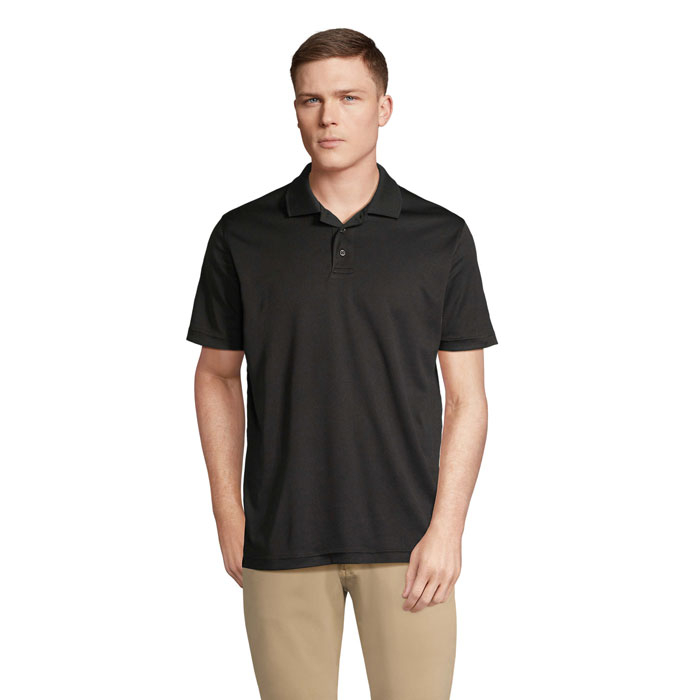 Polo sport personnalisé unisexe PITCHER Noir 1